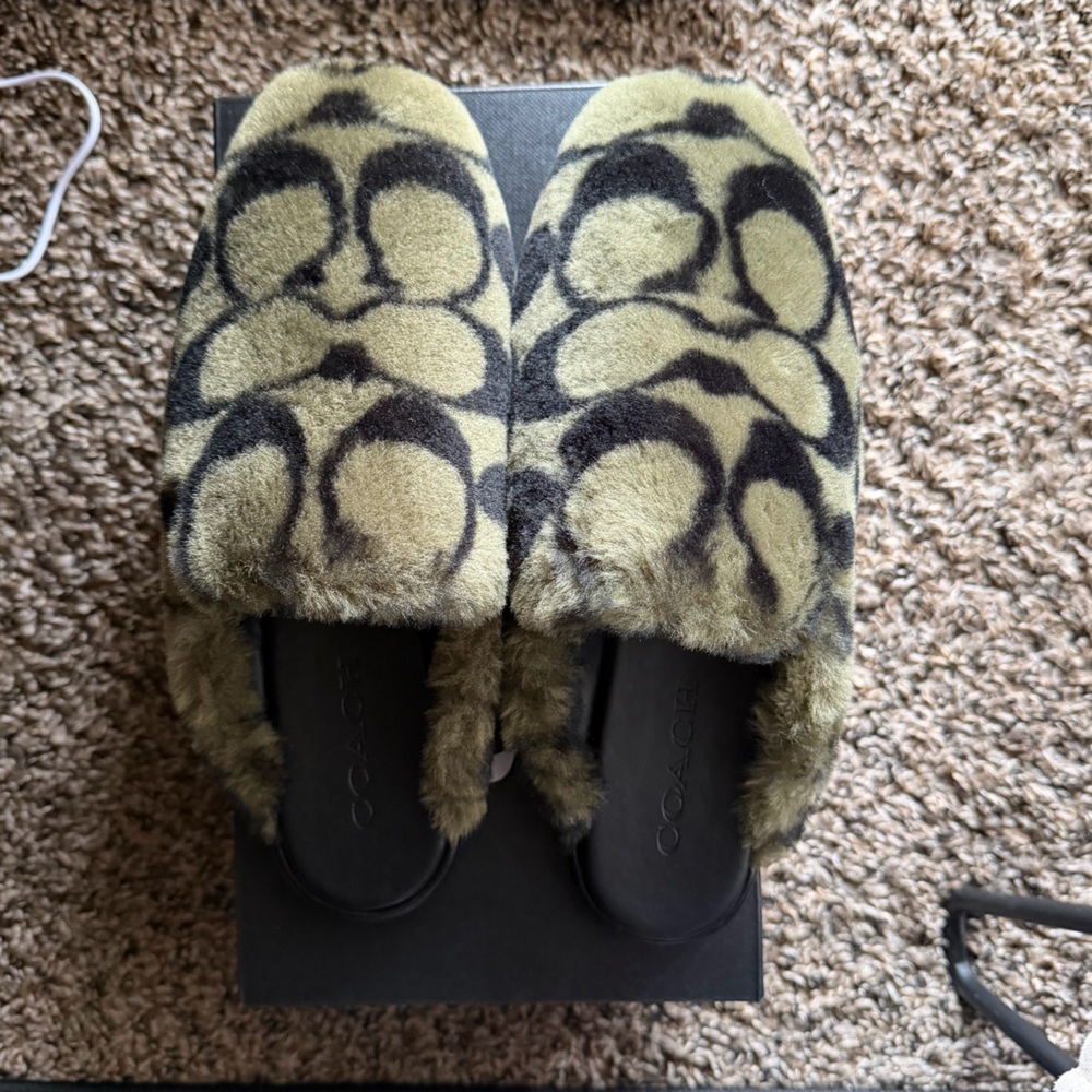 Coach shearling slippers